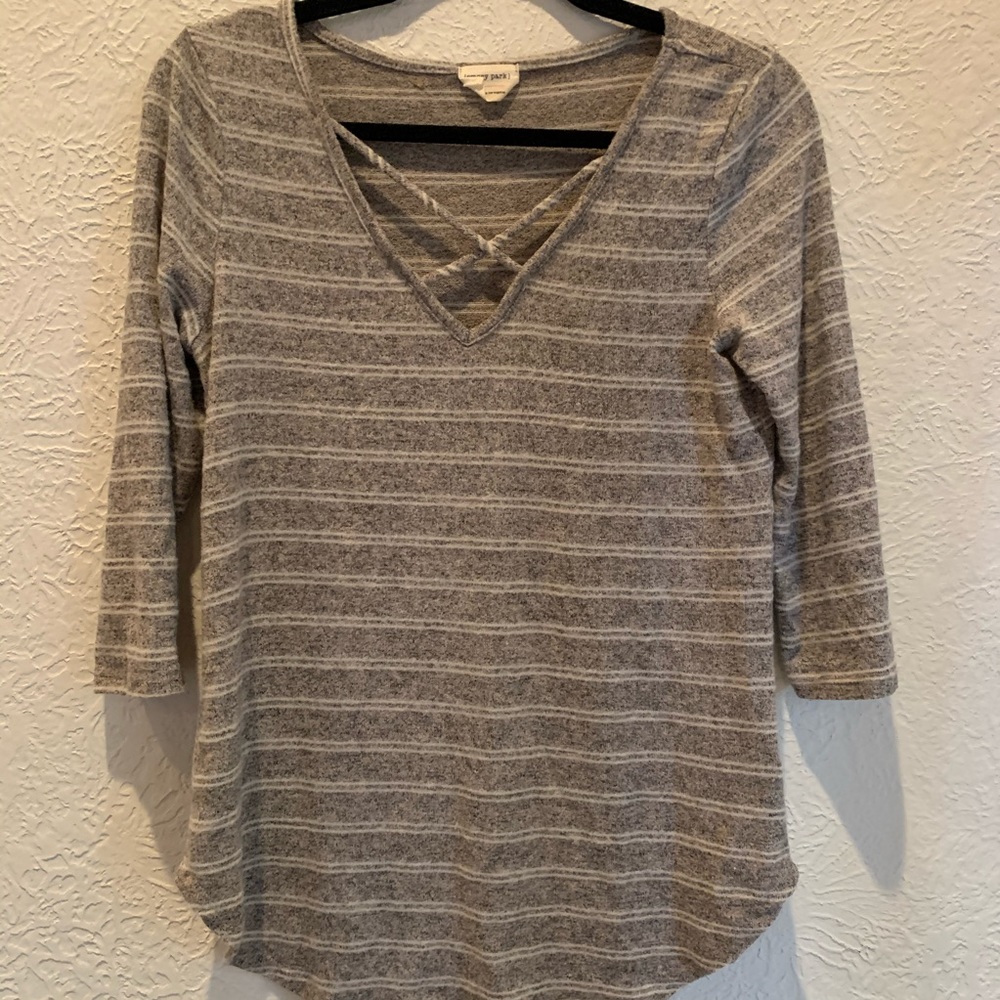 Emory Park Stripped V Neck Top